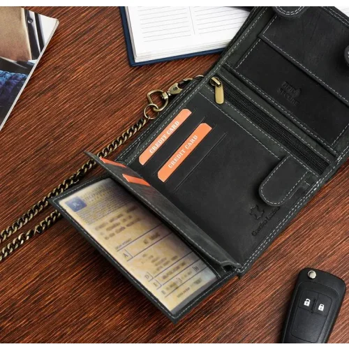 Portfel Always Wild czarny z łańcuchem – klasyczny model biker / Always Wild black wallet with chain – classic biker style